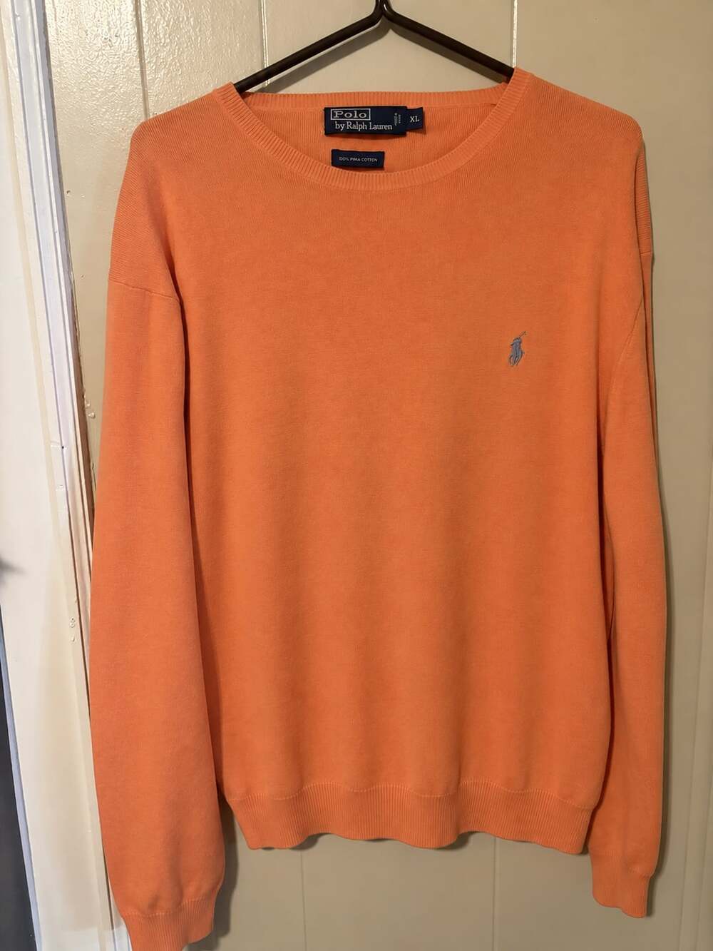 Polo Ralph Lauren Men's Orange 100% Pima Cotton Crewneck Sweater Size XL